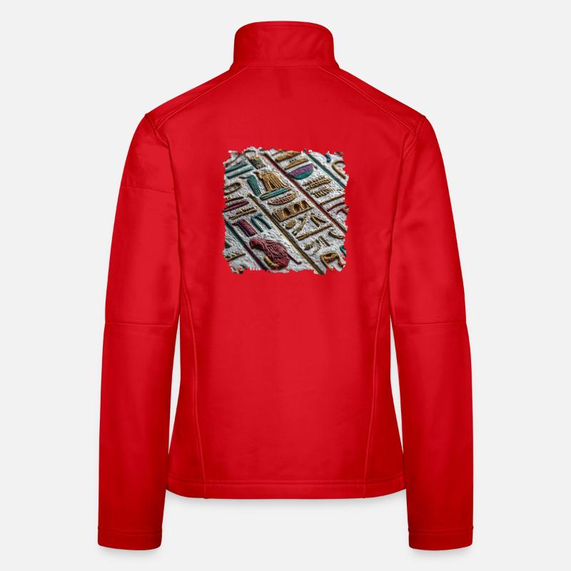 Colorful Egyptian Hieroglyphic Pattern Women's Softshell Jacket