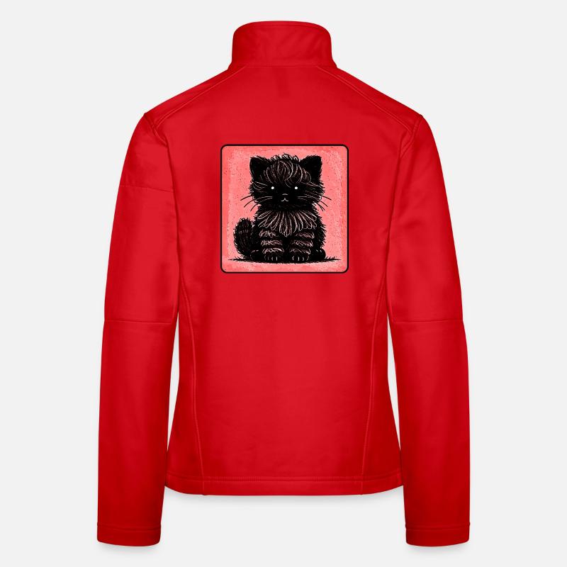 Fuzzy Cat (Red) Women's Softshell Jacket