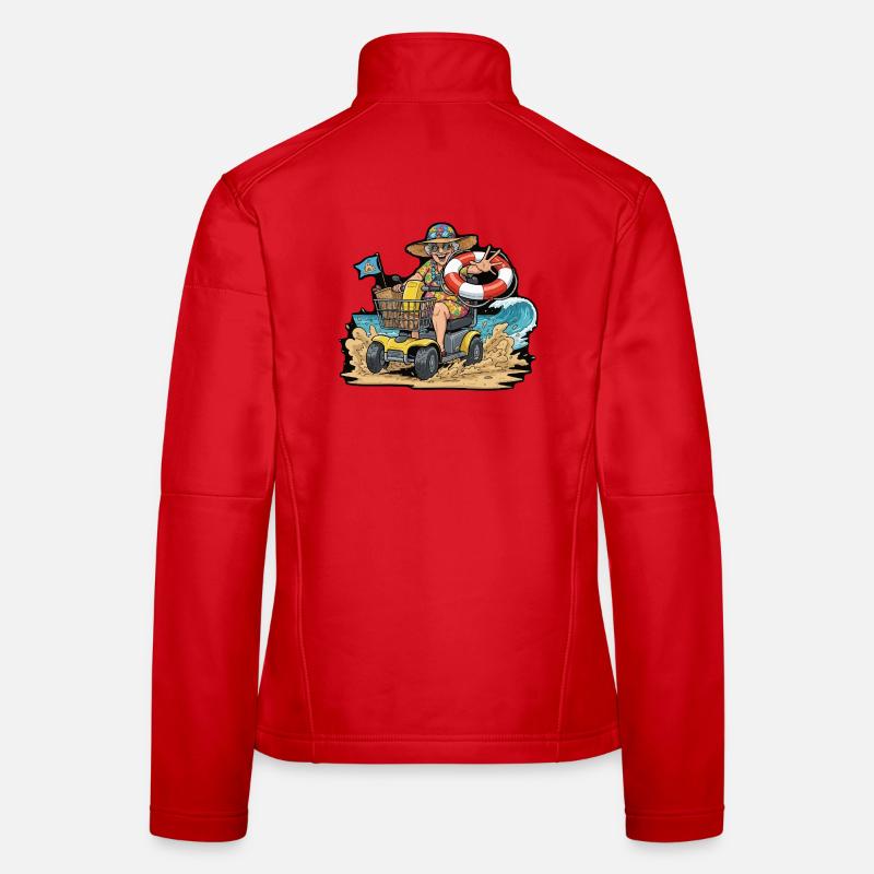 Summer Adventure Granny on Mobility Scooter - Women's Softshell Jacket - red