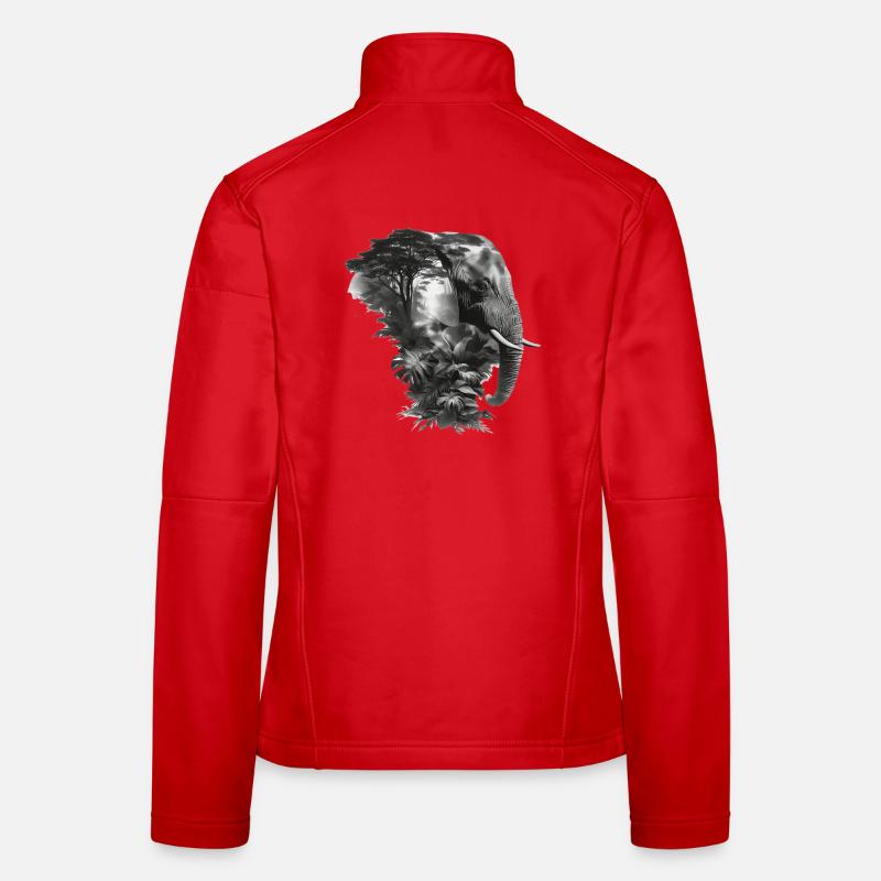 Elephant Jungle Silhouette Double Women's Softshell Jacket