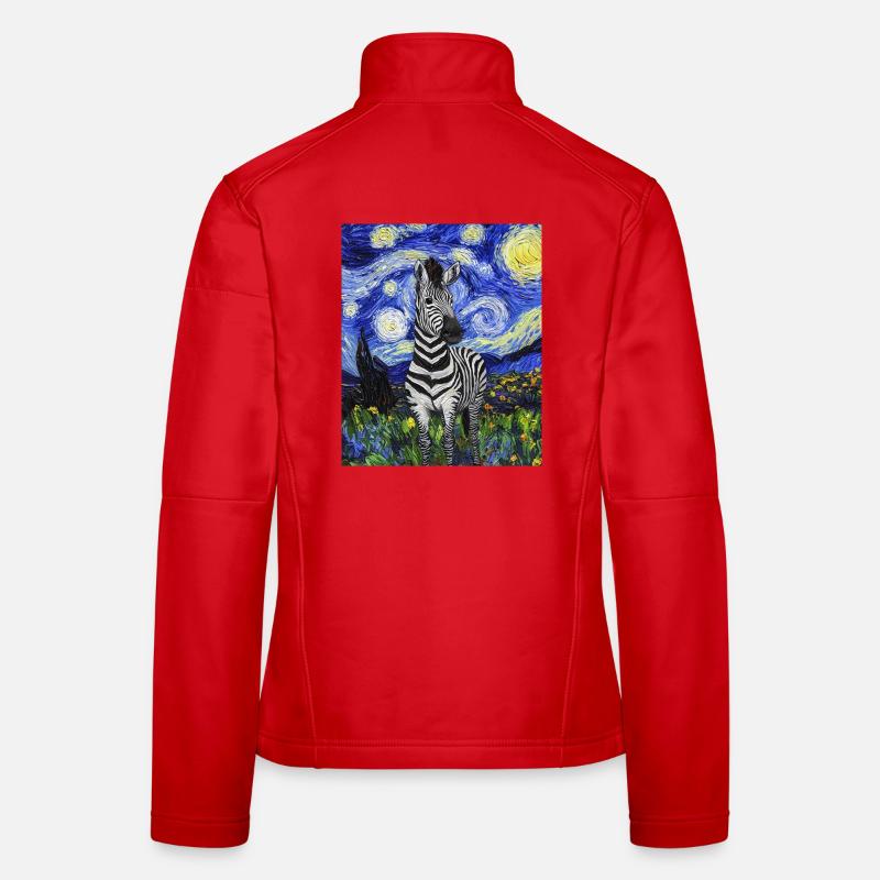 Zebra Van Gogh Style Starry Night Women's Softshell Jacket
