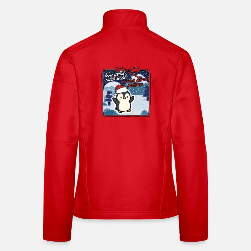 Pinguin Weihnachten Du willst mich wohl - Frauen Softshelljacke - Rot