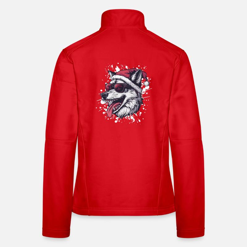 Loup Noël Drôle Veste en tissu softshell Femme