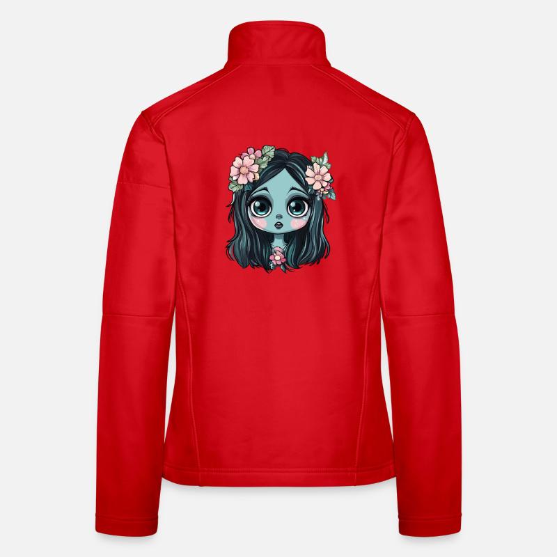Blaues Blumenmädchen mit Krone Frauen Softshelljacke