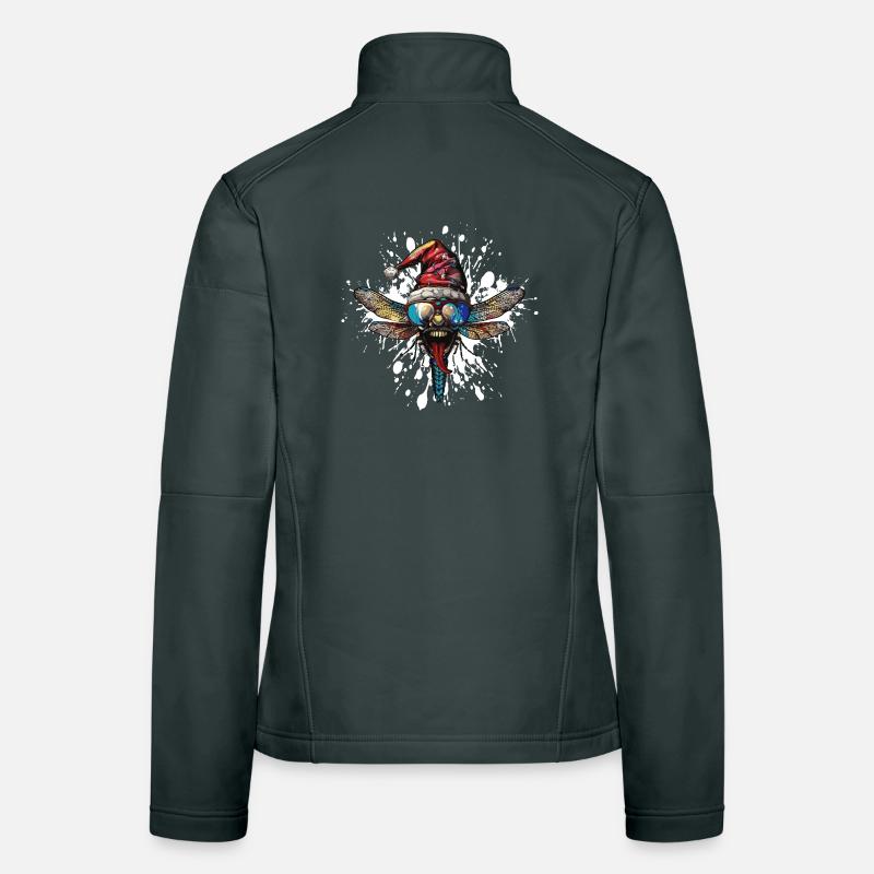 Libellule Noël drôle Veste en tissu softshell Femme