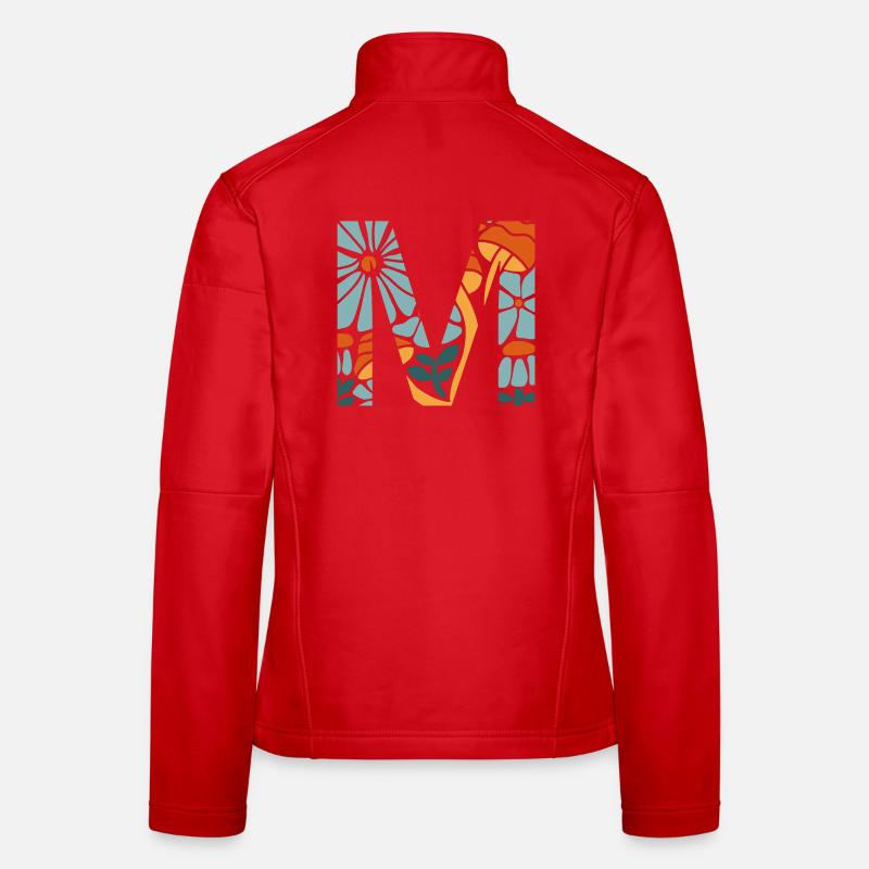 Buchstabe m Blumen groovy Geschenkidee Frauen Softshelljacke