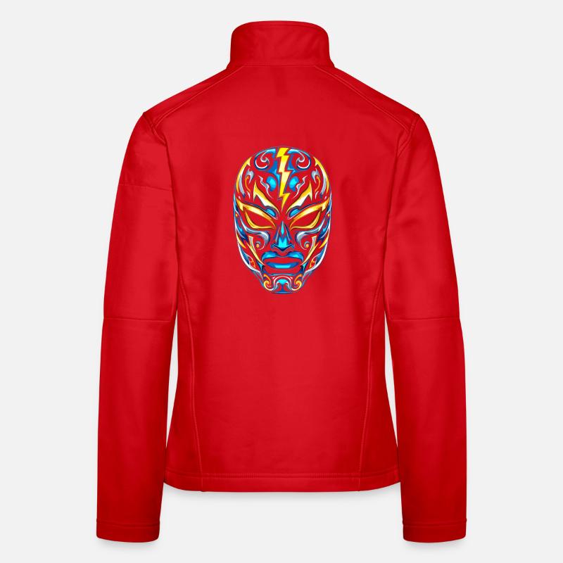 Masques Flash Lucha Bleu Néon Or Veste en tissu softshell Femme