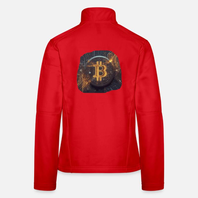 Glowing Bitcoin Artwork Crypto Women's Softshell Jacket