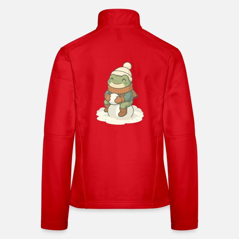 Winter Frog – Cozy Frog in the Snow Women's Softshell Jacket