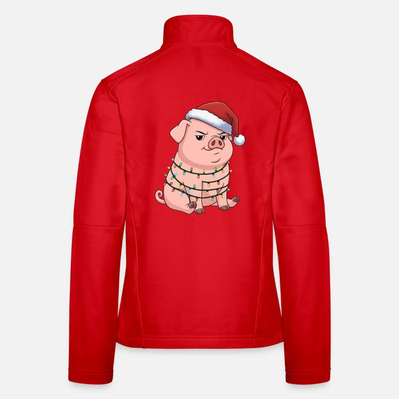 Grumpy Pig Christmas Clumsy Santa Funny Women's Softshell Jacket