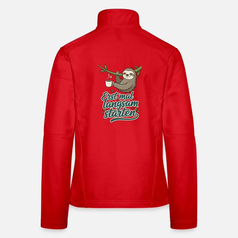 Langsamer Start Faultier Kaffee Frauen Softshelljacke