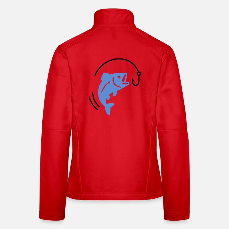 Fishing fish on hook logo Women's Softshell Jacket