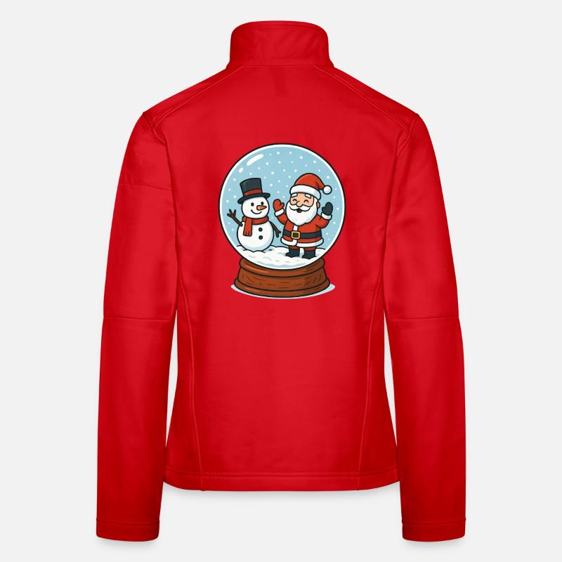 Snow Globe Magic: Santa & Snowman Women's Softshell Jacket