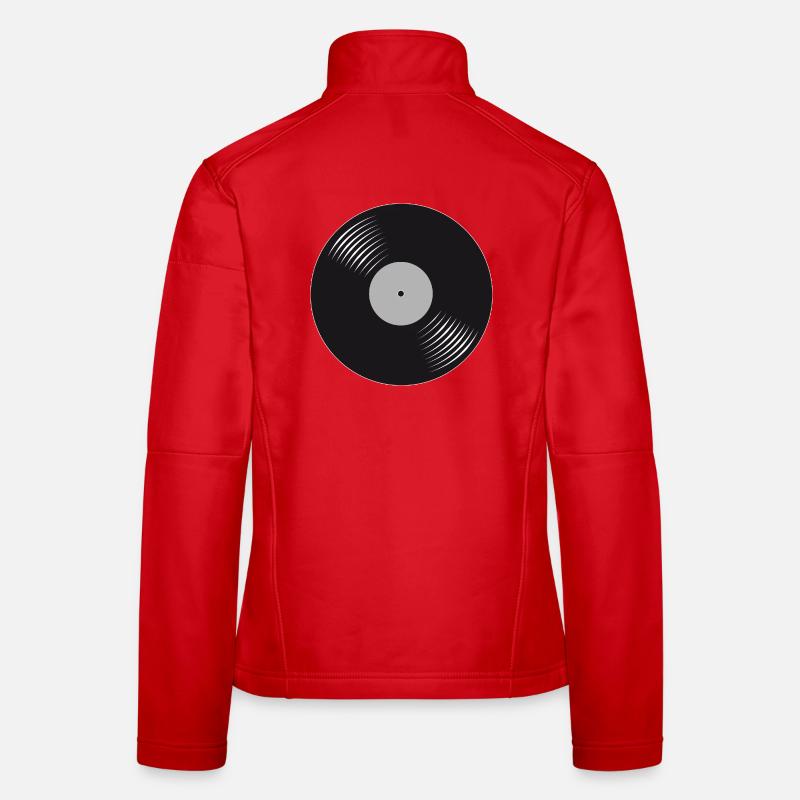 Stylized Black Vinyl Record Women's Softshell Jacket