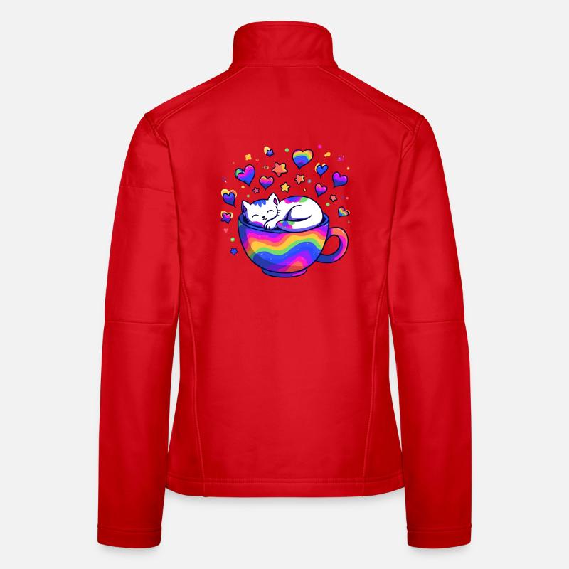 Rainbow Cat in Mug Women's Softshell Jacket