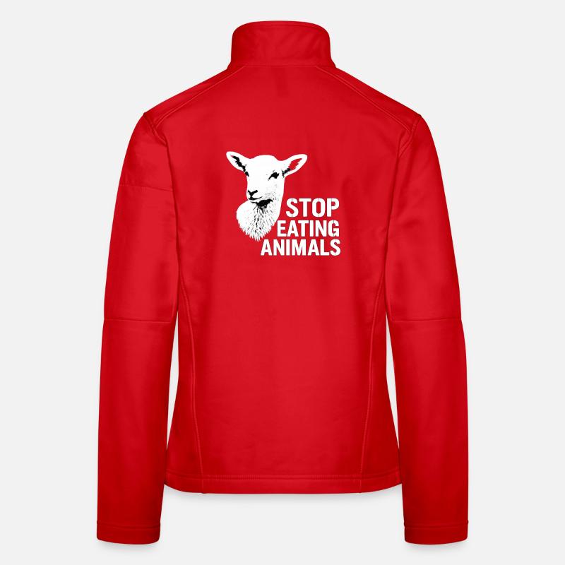 Stop Eating Animals Vegan Message Women's Softshell Jacket