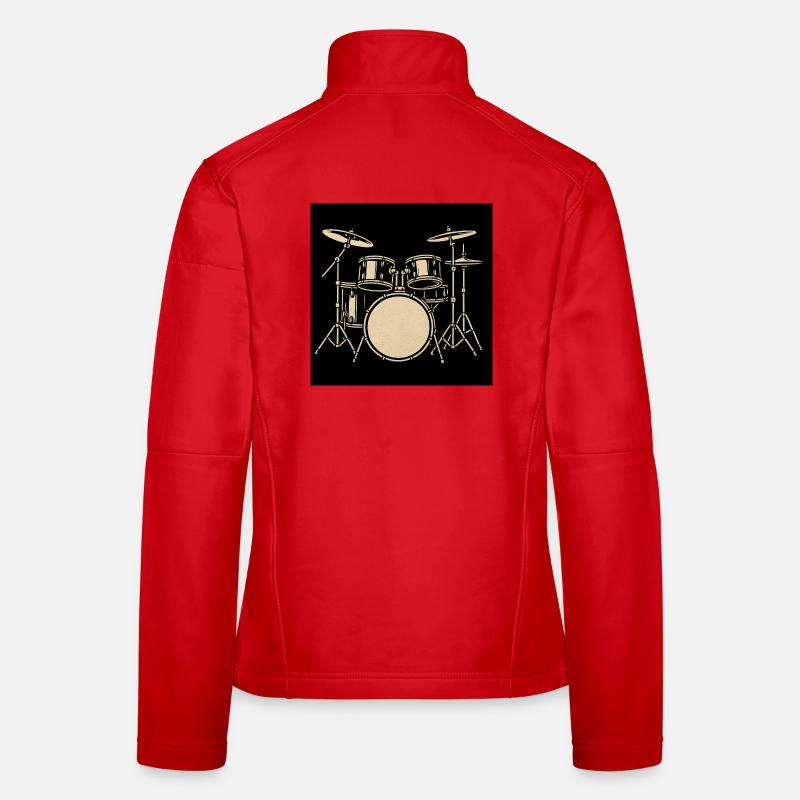 Black Silver Drumset Illustration Women's Softshell Jacket