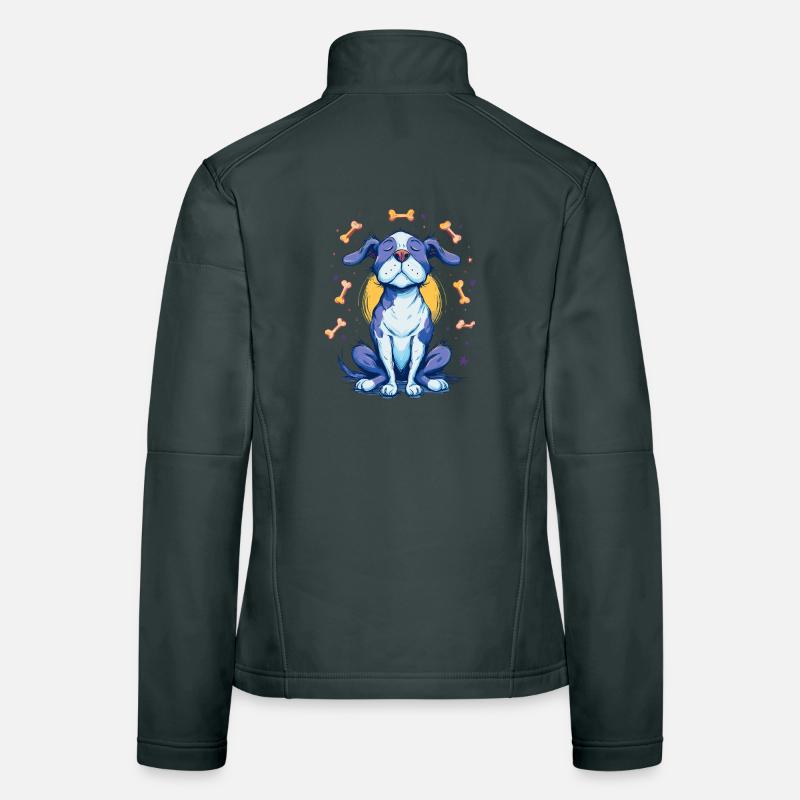Fröhlicher Blauhund mit Knochen Frauen Softshelljacke