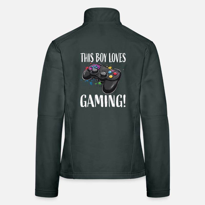 Junge liebt Gaming Controller Frauen Softshelljacke