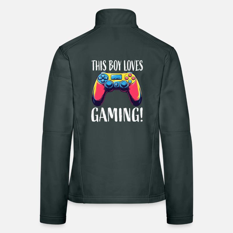 Junge liebt Gaming Controller Frauen Softshelljacke