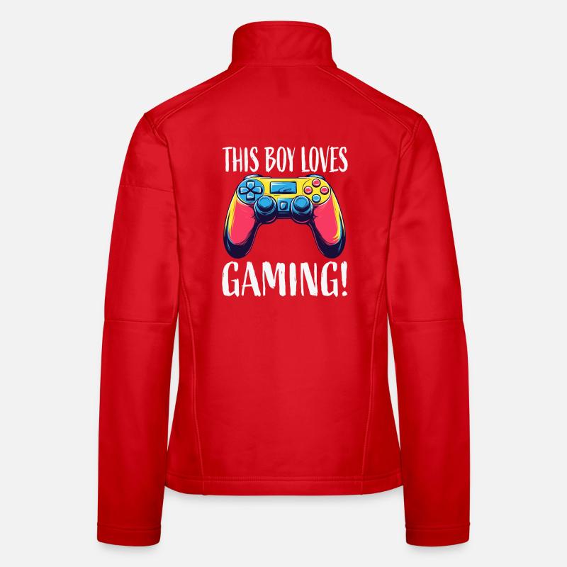 Junge liebt Gaming Controller Frauen Softshelljacke