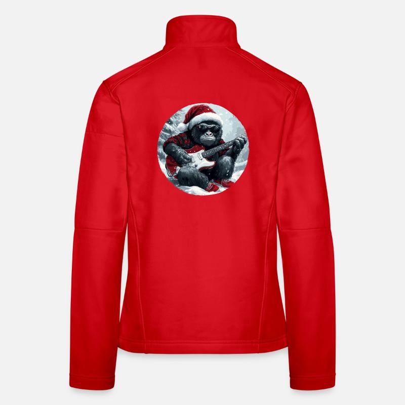 Gorilla Christmas Guitar Women's Softshell Jacket