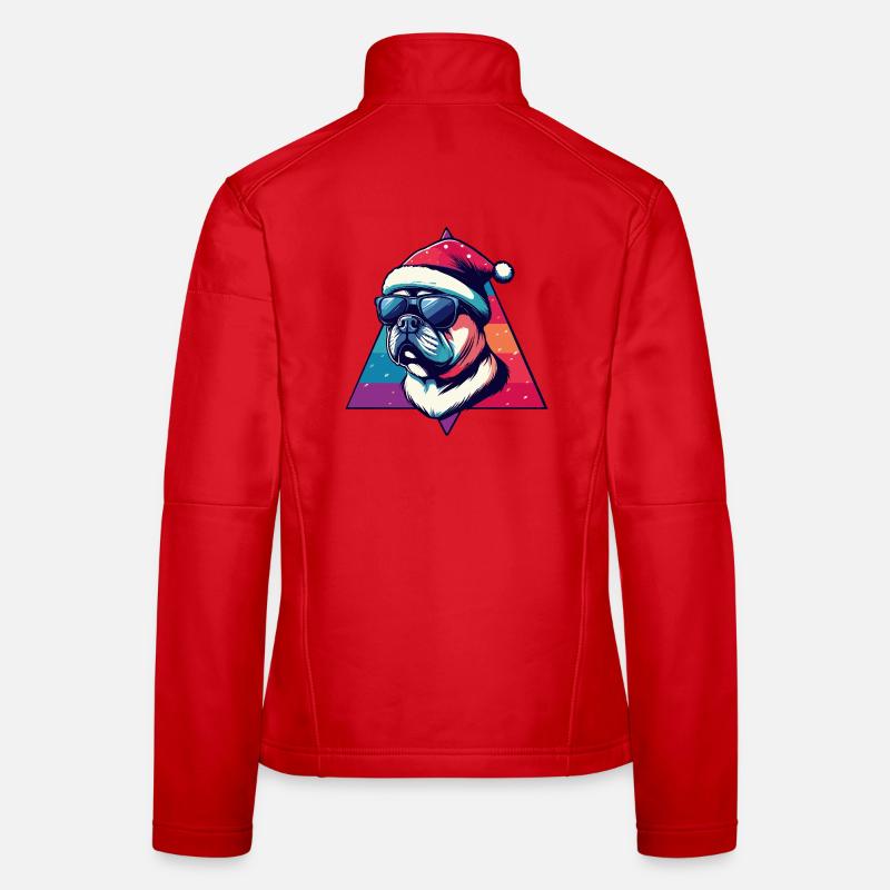 Style Père Noël néon bouledogue Veste en tissu softshell Femme