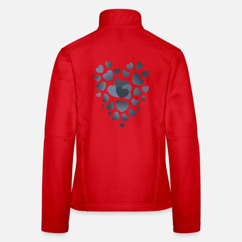 gray blue hearts heart pattern gray hearts Women's Softshell Jacket