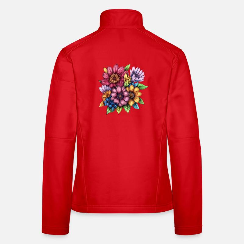 Explosion de couleurs du tourbillon de fleurs Veste en tissu softshell Femme