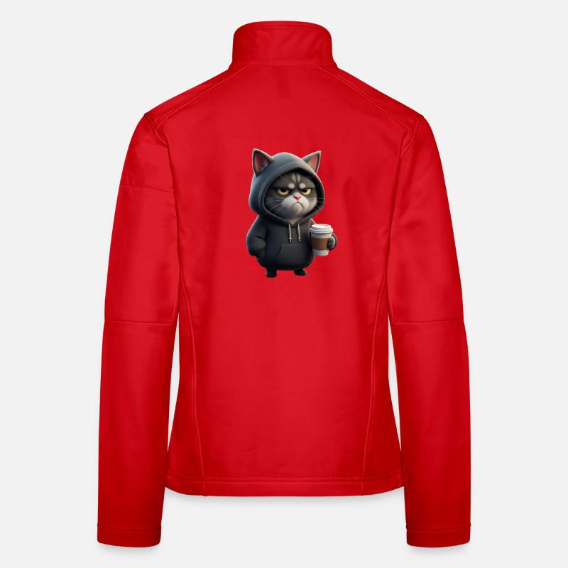 Mürrische Katze mit Coffee Cup Women's Softshell Jacket