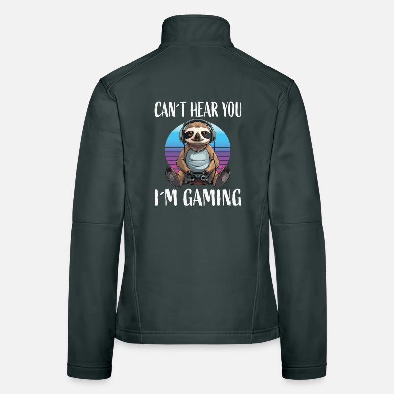 Gamer Sloth at Retro Sunset Women's Softshell Jacket