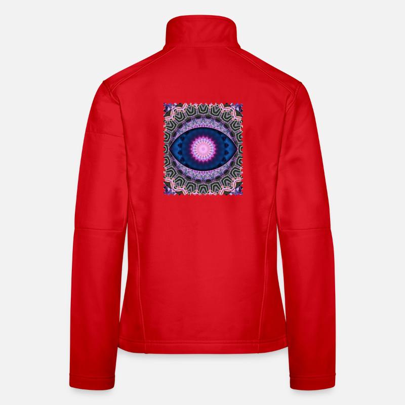 Neon Blau Pink Mandala - Frauen Softshelljacke - Rot