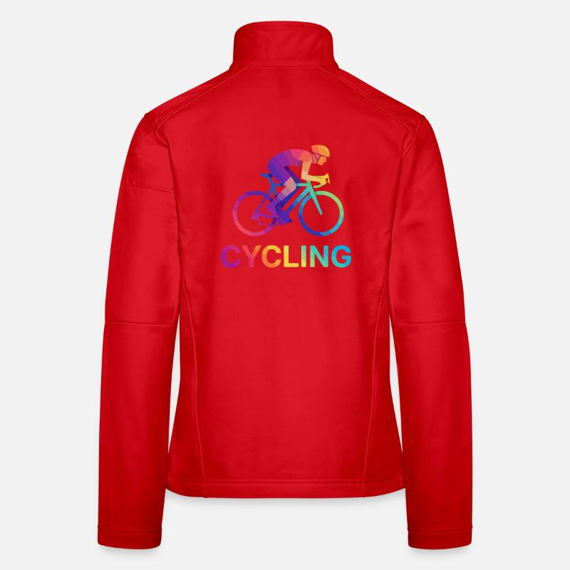 Lebendiges Regenbogen-Radfahrerdesign Frauen Softshelljacke