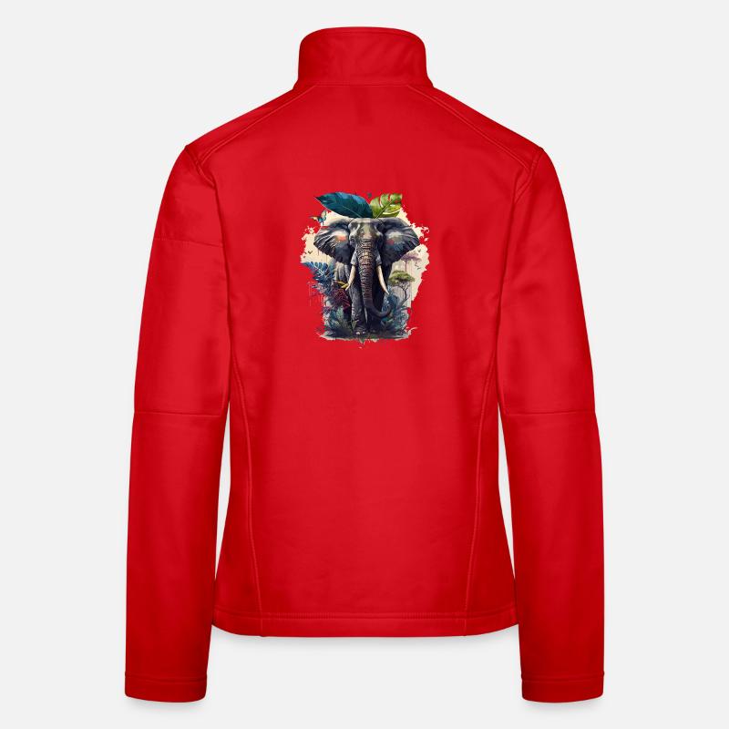 Imprimé coloré de jungle d’éléphant Veste en tissu softshell Femme