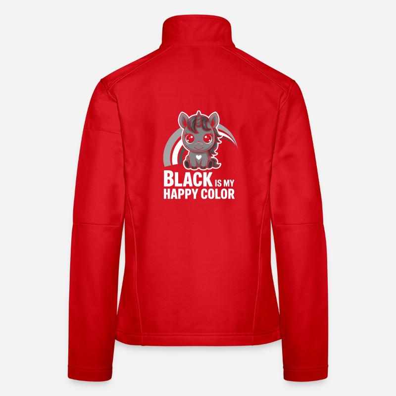 Le noir est ma licorne de couleur joyeuse Veste en tissu softshell Femme