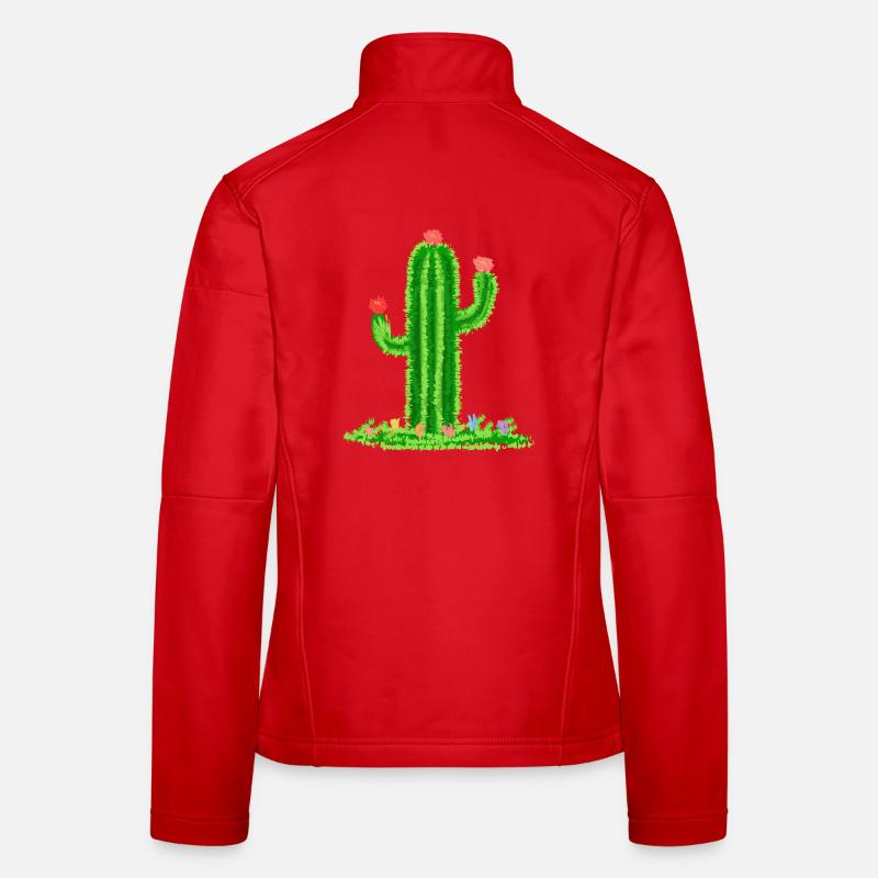 Cactus avec fleurs Veste en tissu softshell Femme