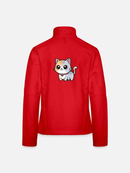 Calico-Kätzchenhalsband-Anhänger - Frauen Softshelljacke - Rot