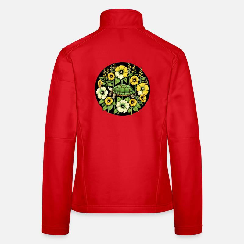 Turtle among Golden Blooms Women's Softshell Jacket