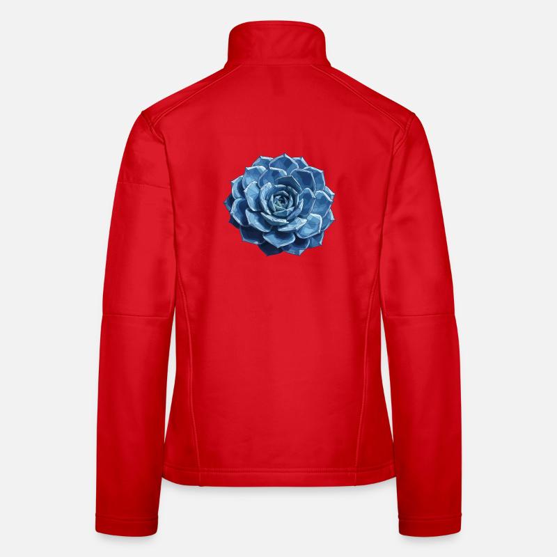 Rosette géométrique bleue Veste en tissu softshell Femme