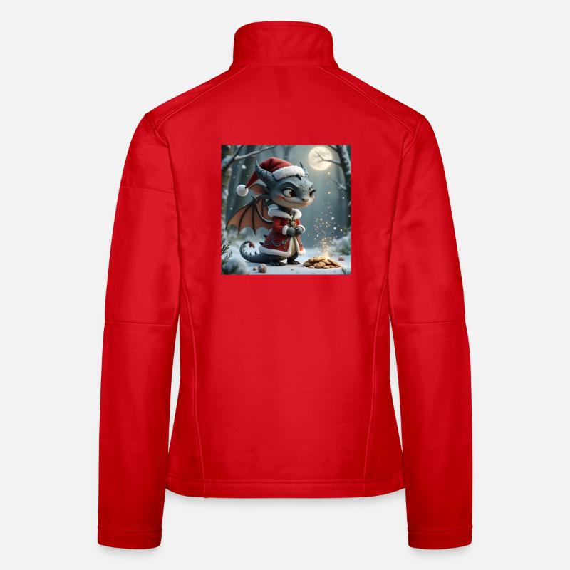 Dragon de Noël dans la forêt enneigée Veste en tissu softshell Femme