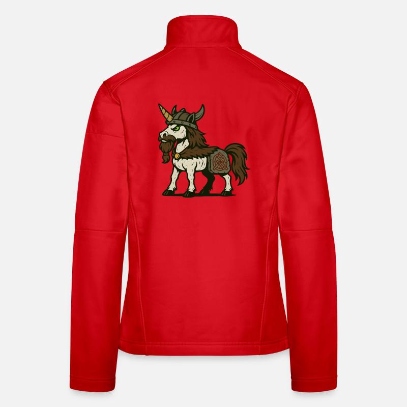 Wikinger-Krieger-Einhorn mit Bart und nordischem Zeichen Frauen Softshelljacke