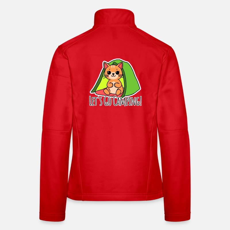 Allons camper ! Le chat mignon part camper ! Veste en tissu softshell Femme