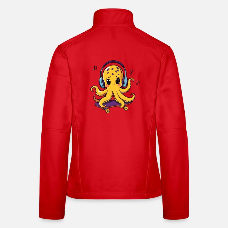 Octopus DJ on skateboard Women's Softshell Jacket