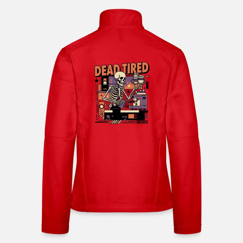 Totmüdes Kaffee-Skelett Küchen-Setting Frauen Softshelljacke