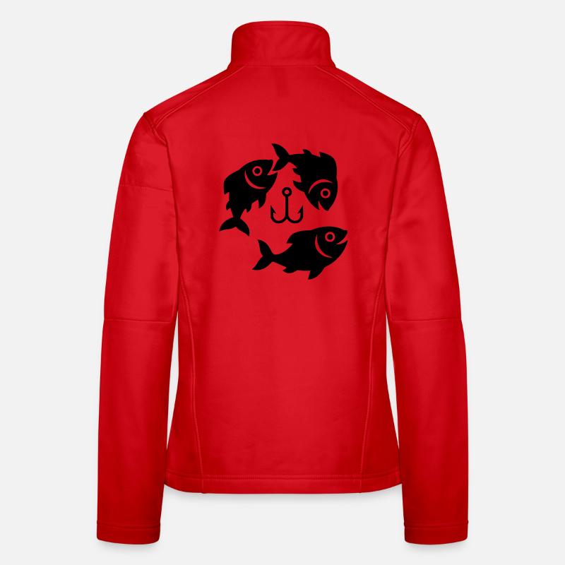 Fish Hook Circle Symbol Fishing Vector Women's Softshell Jacket