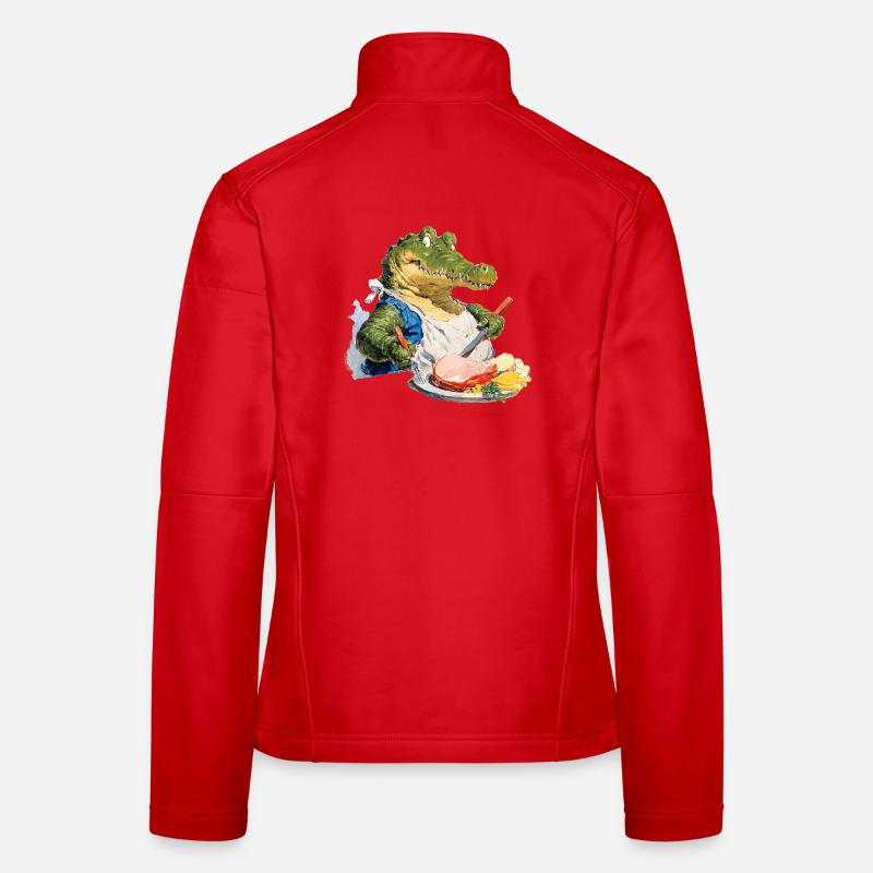 Alligator affamé avec steak dans l’assiette Veste en tissu softshell Femme