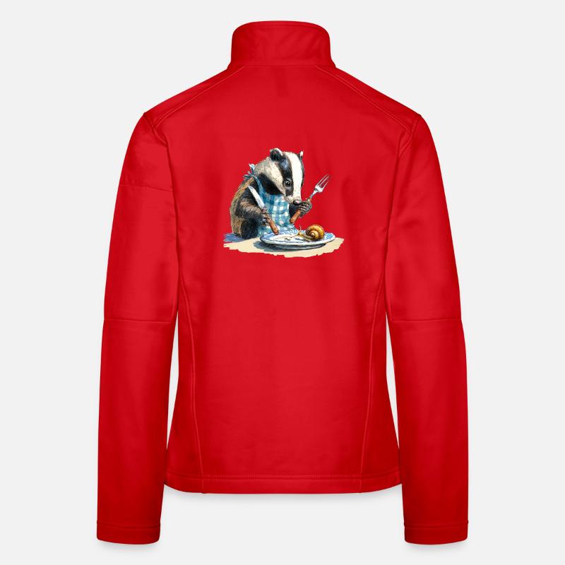 Blaireau à table avec un escargot Veste en tissu softshell Femme