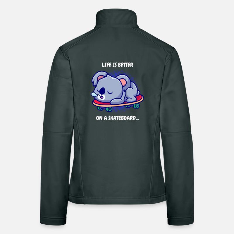Koala on skateboard Women's Softshell Jacket