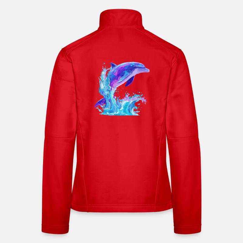 Colored Dolphin Splash Women's Softshell Jacket