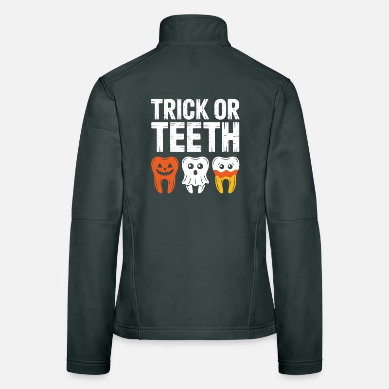 Trick oder Teeth Halloween-T-Shirt Frauen Softshelljacke